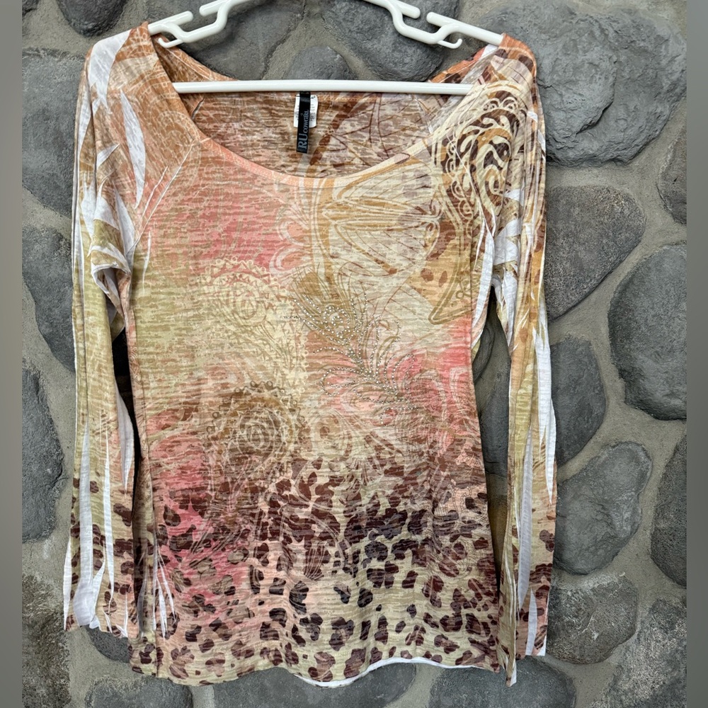 Boho Western Print Top RU Cowgirl Women’s XXL